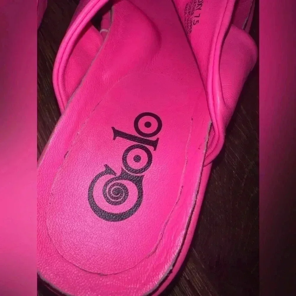 GOLO Roxy Pink Leather Platform Arch Padded/ Support‎ Sandals Sz 7.5
